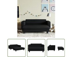 vidaXL Kinderbank - Kinderstoel - Kinderbank met voetensteun 100x50x30 cm kunstleer zwart - Kids Meubels - Kinderkamer Decoratie - Zwarte Kinderbank