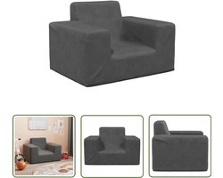 vidaXL Kinderbank - Kinderstoel - Kinderbank zacht pluche antraciet - Stoel Voor Kinderen - Zachte Bank - Pluch Bank