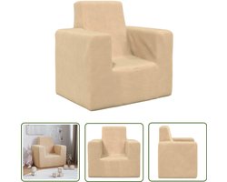 vidaXL Kinderbank - Kinderstoel - Kinderbank zacht pluche crèmekleurig - Pluche Stoel - Kids Furniture - Kinderkamer Decoratie