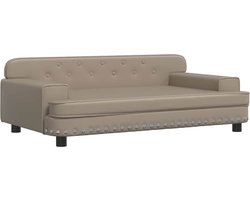 vidaXL Kinderbank - Kunstleer - Cappuccino - 90x53x30 cm Kinderbank - Kindermeubels - Bruine Bank - Kapstok - Speelgoedkast