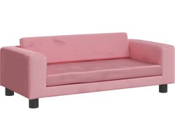 vidaXL Kinderbank met voetensteun 100x50x30 cm fluweel roze