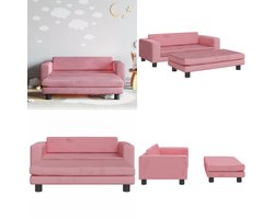 vidaXL Kinderbank met voetensteun 100x50x30 cm fluweel roze - Kinderbank - Kinderbanken - Kinder Bank - Kinderbankje