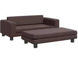 vidaXL - Kinderbank - met - voetensteun - 100x50x30 - cm - kunstleer - bruin