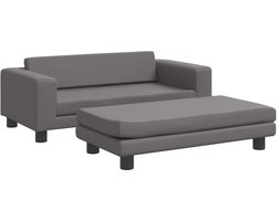 vidaXL - Kinderbank - met - voetensteun - 100x50x30 - cm - kunstleer - grijs