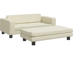 vidaXL Kinderbank - Met voetensteun - Crème - Kunstleer Kinderstoel - Kinderbank - Kids Meubels - Speelgoed Kamer - Kinderkamer Decoratie