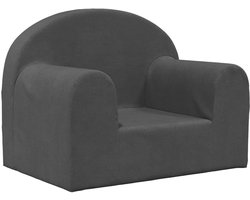 vidaXL - Kinderbank - zacht - pluche - antracietkleurig