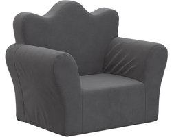 vidaXL - Kinderbank - zacht - pluche - antracietkleurig