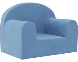 vidaXL Kinderbank - Zacht Pluche - Blauw