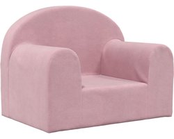 vidaXL Kinderbank - Zacht Pluche - Roze