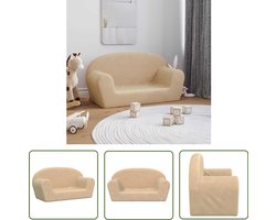 vidaXL Kinderbanken - Kinderstoel - Kinderbank 2-zits zacht pluche crèmekleurig - Kids Furniture - Pluche Bank - Kinderopvang