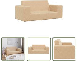 vidaXL Kinderbanken - Kinderstoel - Kinderbank 2-zits zacht pluche crèmekleurig - Kids Furniture - Stoel Voor Kinderen - Pluche Bank