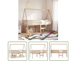 vidaXL Kinderbed - Hoogslaper - Hoogslaper met bedhuis massief grenenhout 80x200 cm - Bedhuis - Grenenhout - Houten Bed