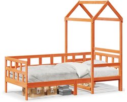 vidaXL - Kinderbed - met - huisje - massief - grenenhout - wasbruin - 90x200 - cm