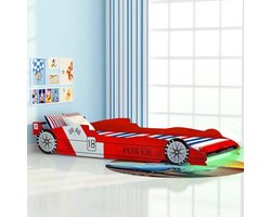 vidaXL - Kinderbed - raceauto - met - LED-verlichting - rood - 90x200 - cm