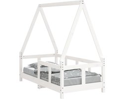 vidaXL - Kinderbedframe - 70x140 - cm - massief - grenenhout - wit