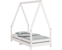 vidaXL - Kinderbedframe - 70x140 - cm - massief - grenenhout - wit