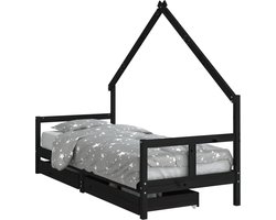 vidaXL - Kinderbedframe - 80x200 - cm - massief - grenenhout - zwart