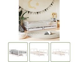 vidaXL Kinderbedframe - 80x200 cm - Met Lades - Wit Kinderbed Frame - Houten Bed - Kids Bed - Kinderkamer Decoratie - Slaapkamers Accessoires