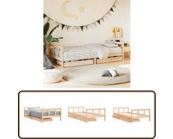 vidaXL Kinderbedframe - 90x200 cm - Massief Grenenhout Kinderbed Frame - Grenenhouten Bed - Kids Bed - Kinderkamer Meubels - Opbergladekinderbed