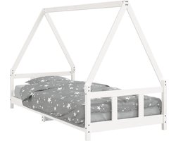 vidaXL - Kinderbedframe - 90x200 - cm - massief - grenenhout - wit