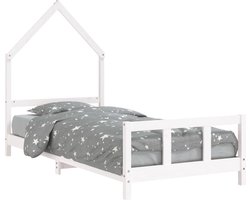 vidaXL - Kinderbedframe - 90x200 - cm - massief - grenenhout - wit
