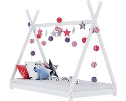 vidaXL - Kinderbedframe - massief - grenenhout - wit - 80x160 - cm