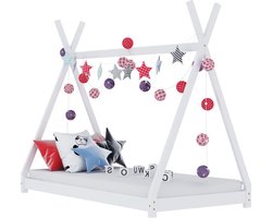 vidaXL - Kinderbedframe - massief - grenenhout - wit - 90x200 - cm