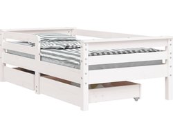 vidaXL - Kinderbedframe - met - lades - 70x140 - cm - massief - grenenhout - wit