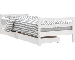 vidaXL - Kinderbedframe - met - lades - 80x200 - cm - massief - grenenhout - wit