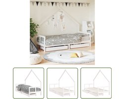 vidaXL Kinderbedframe met lades - 80x200 cm - Wit Kinderbed Frame - Houten Bed - Kids Bed - Kinderkamer Decoratie - Huisvormig Bed