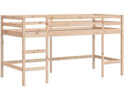 vidaXL - Kinderhoogslaper - met - ladder - 90x190 - cm - massief - grenenhout