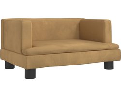 vidaXL Kindermeubel - Kinderbank - Kinderbank 60x40x30 cm fluweel bruin - Kidsstoel - Speelhoek - Leeshoek