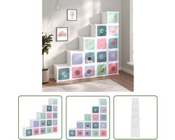 vidaXL Kindermeubels - Kubusopbergkast - Kinderopbergmeubel met 15 vakken polypropeen wit - Opbergruimte - Plastic Meubilair - Witte Meubelen