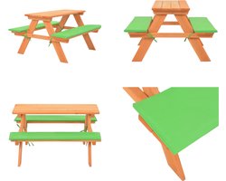 vidaXL Kinderpicknicktafel met banken 89x79x50 cm massief vurenhout - Kinderpicknicktafel - Kinderpicknicktafels - Picknicktafel - Picknicktafels