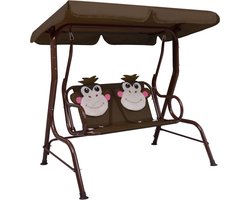 vidaXL - Kinderschommelbank - 115x75x110 - cm - stof - bruin