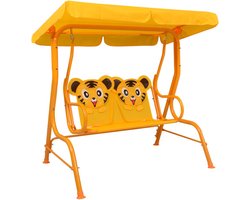 vidaXL - Kinderschommelbank - 115x75x110 - cm - stof - geel