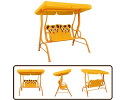 vidaXL Kinderschommelbank - Geel - 115x75x110 cm Kinderen Speelgoed - Kindertuinmeubilair - Buitenspeelplezier - Schommelstoel - Kinderschommel
