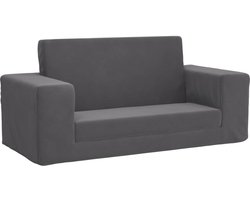 vidaXL Kinderslaapbank 2-zits zacht pluche antracietkleurig - Kinderbank - Kinderbanken - Kinderbankje - Bank Kinderkamer