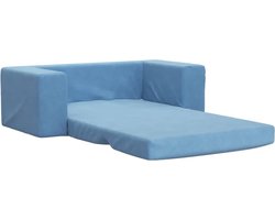 vidaXL - Kinderslaapbank - 2-zits - zacht - pluche - blauw