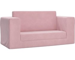 vidaXL Kinderslaapbank 2-zits - Zacht pluche - Roze