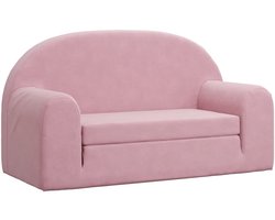vidaXL - Kinderslaapbank - 2-zits - zacht - pluche - roze