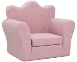 vidaXL - Kinderslaapbank - zacht - pluche - roze
