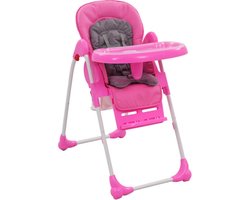 vidaXL - Kinderstoel - hoog - roze - en - grijs