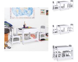 vidaXL Kindertafel En Stoel - Kindertafels En Stoelen - Tafel En Stoelenset - Tafel En Stoelensets - Kindertafel met 2 stoelen MDF wit