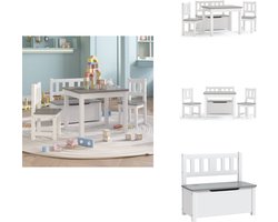 vidaXL Kindertafel- En Stoelenset - Kindertafel- En Stoelensets - Kindertafel - Kindertafels - 3-delige Kindertafel- en stoelenset MDF wit en grijs