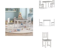 vidaXL Kindertafel- En Stoelenset - Kindertafel- En Stoelensets - Kindertafel - Kindertafels - 3-delige Kindertafel- en stoelenset MDF wit en grijs