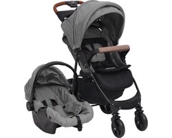 vidaXL - Kinderwagen - 3-in-1 - staal - lichtgrijs