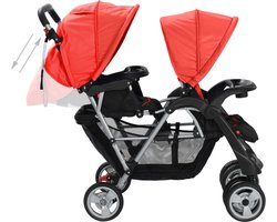 vidaXL - Kinderwagen - dubbel - staal - blauw - en - zwart