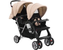 vidaXL - Kinderwagen - dubbel - staal - rood - en - zwart
