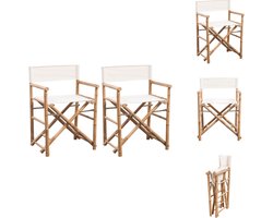 vidaXL Klapstoel - Klapstoelen - Inklapbare Stoel - Inklapbare Stoelen - Regisseursstoelen 2 st inklapbaar bamboe en canvas